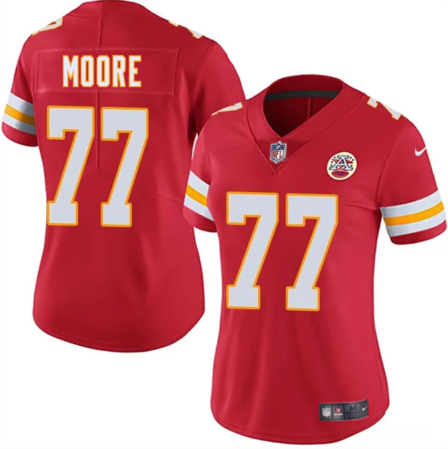 Women's Kansas City Chiefs #77 Jaylon Moore Red 2025 Vapor Untouchable Limited Stitched Jersey(Run Small)